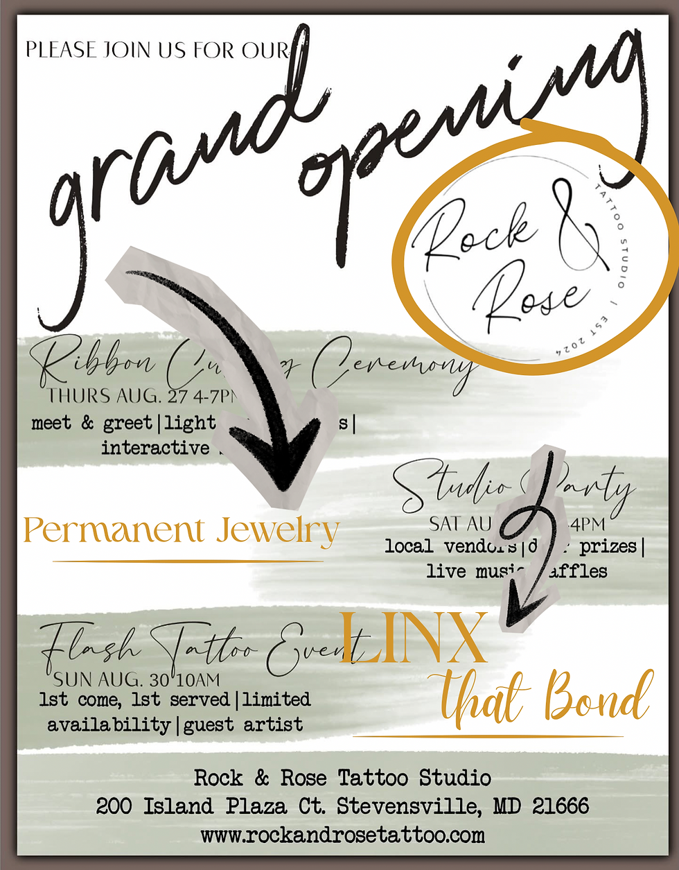 Popping up at Rock & Rose Tattoo Studio- Grand Opening