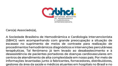 Comunicado sobre a escassez de meios de contraste