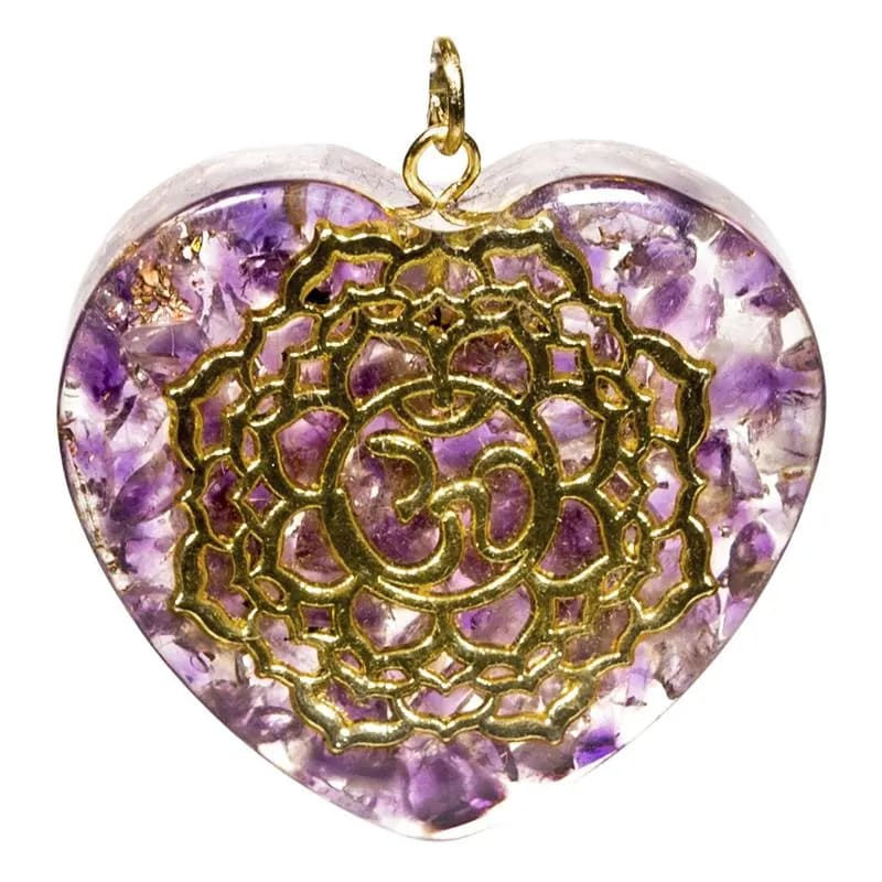 Orgonite pendant seventh chakra heart shape