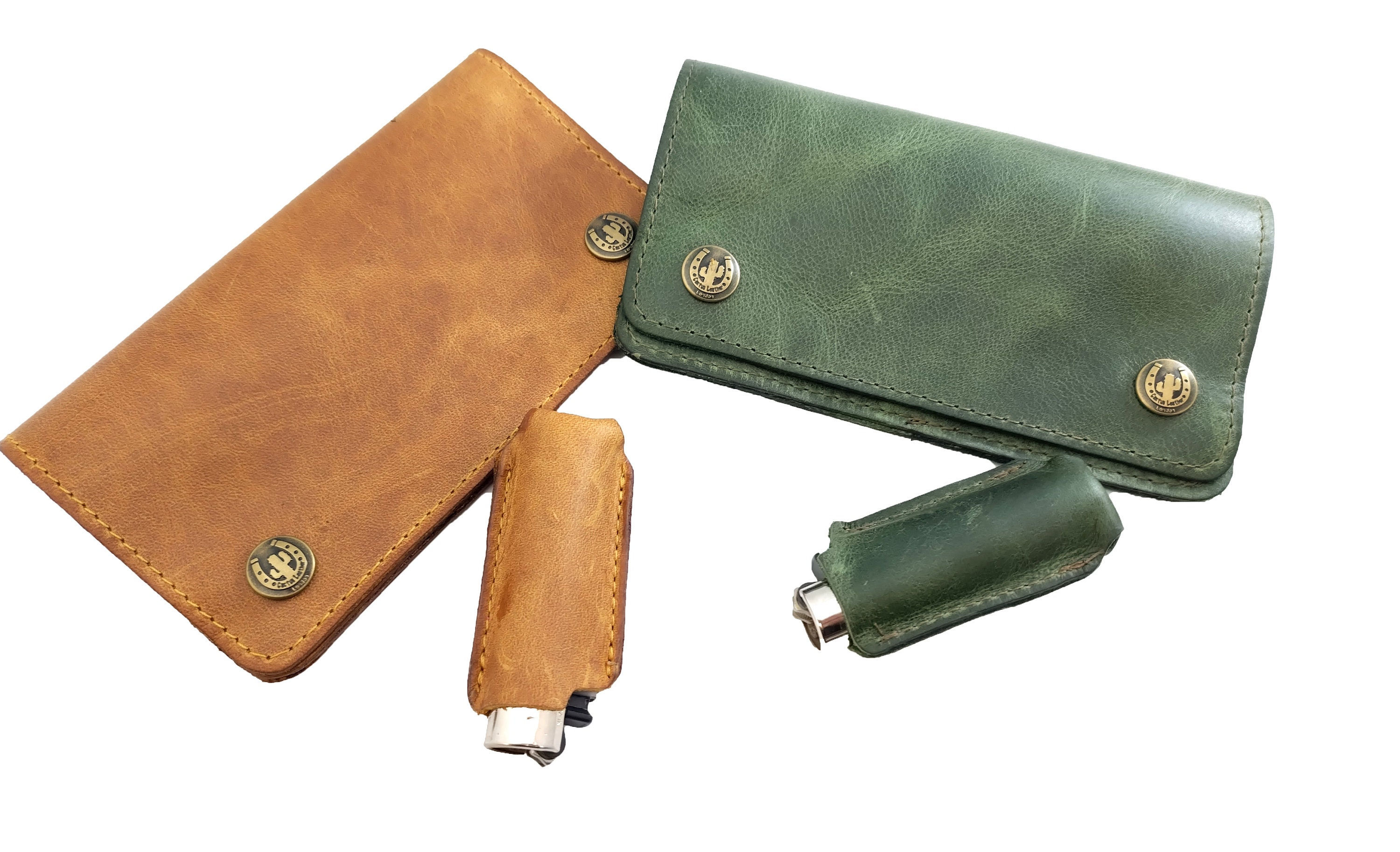 LEATHER TOBACCO POUCH (30g capacity)+free leather lighter holder) 5 colours