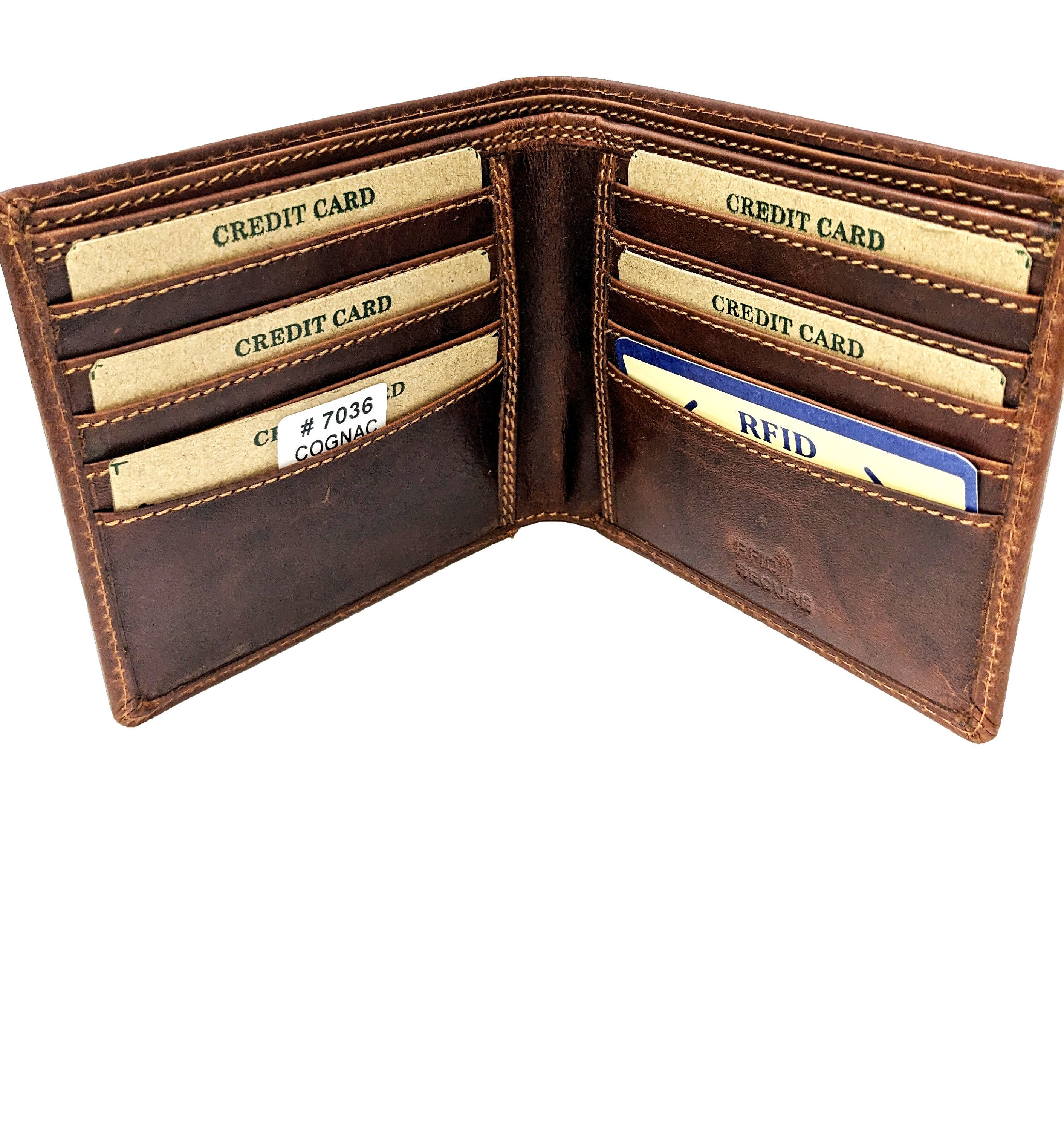 Cognac Leather Wallet: RFID Blocking Bifold & Trifold Styles