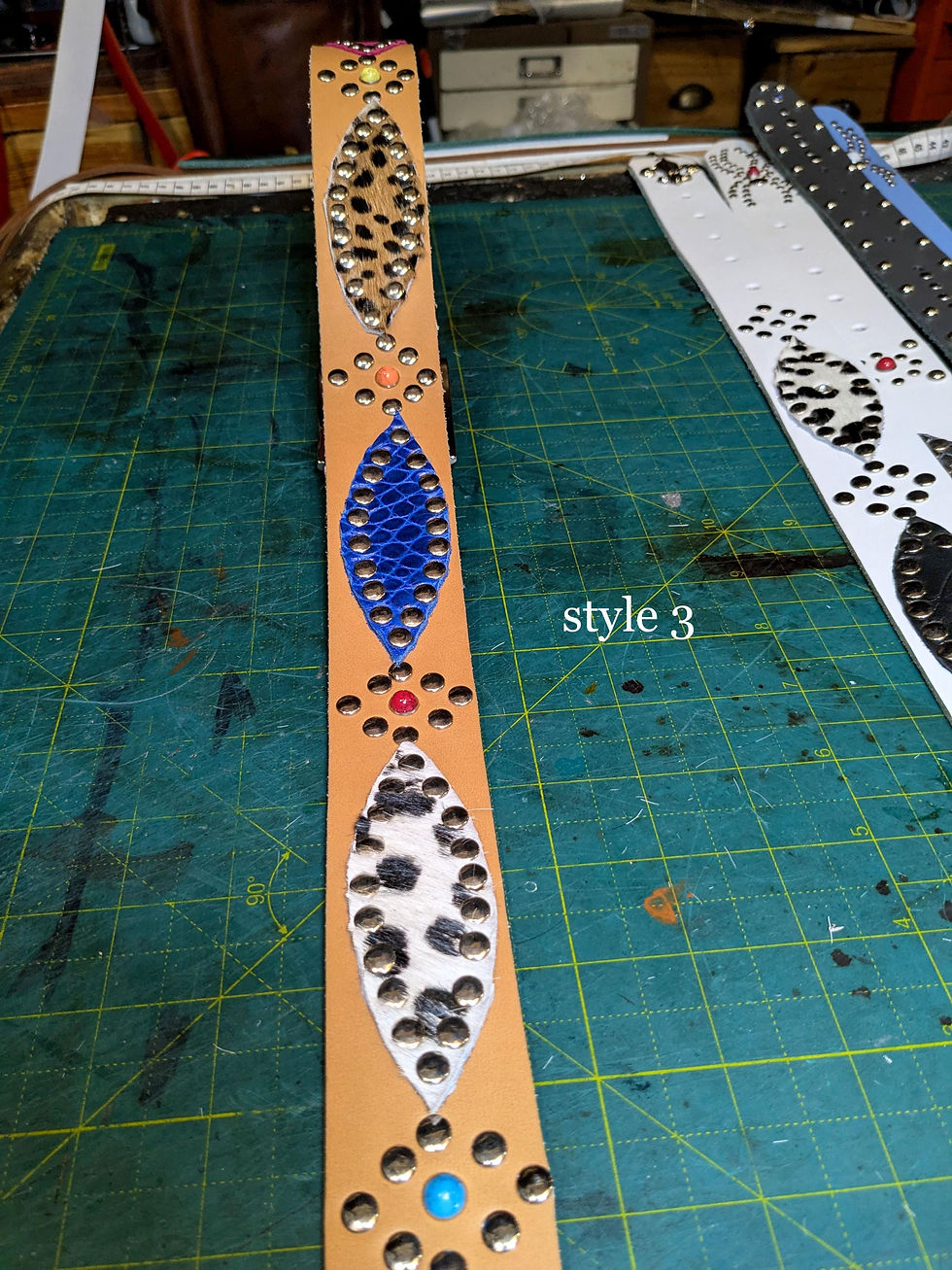 Thumbnail: Handmade studded leather western-cowboy style belt