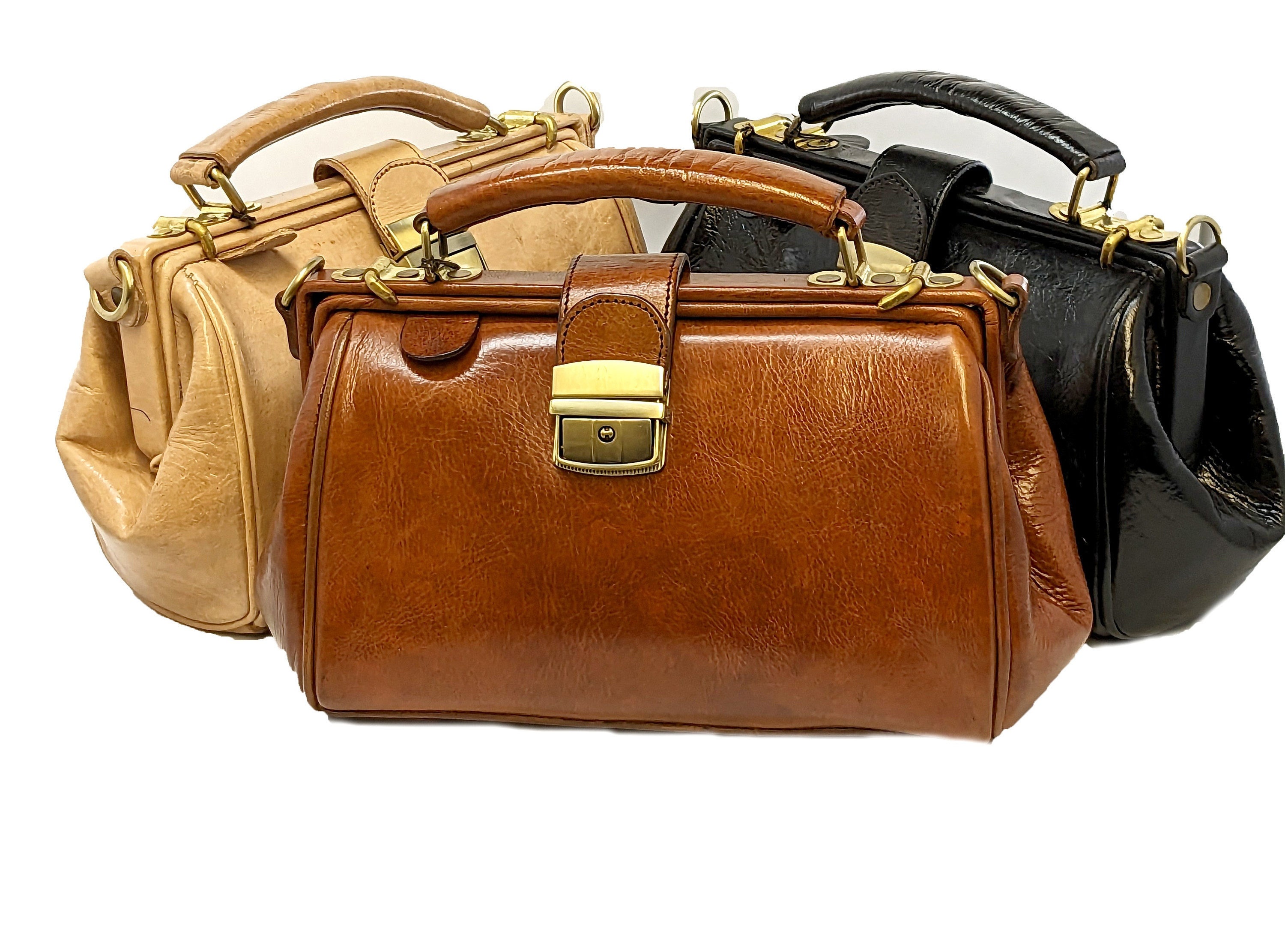 Vintage retro '60s leather cross-boy bag with special brass locks