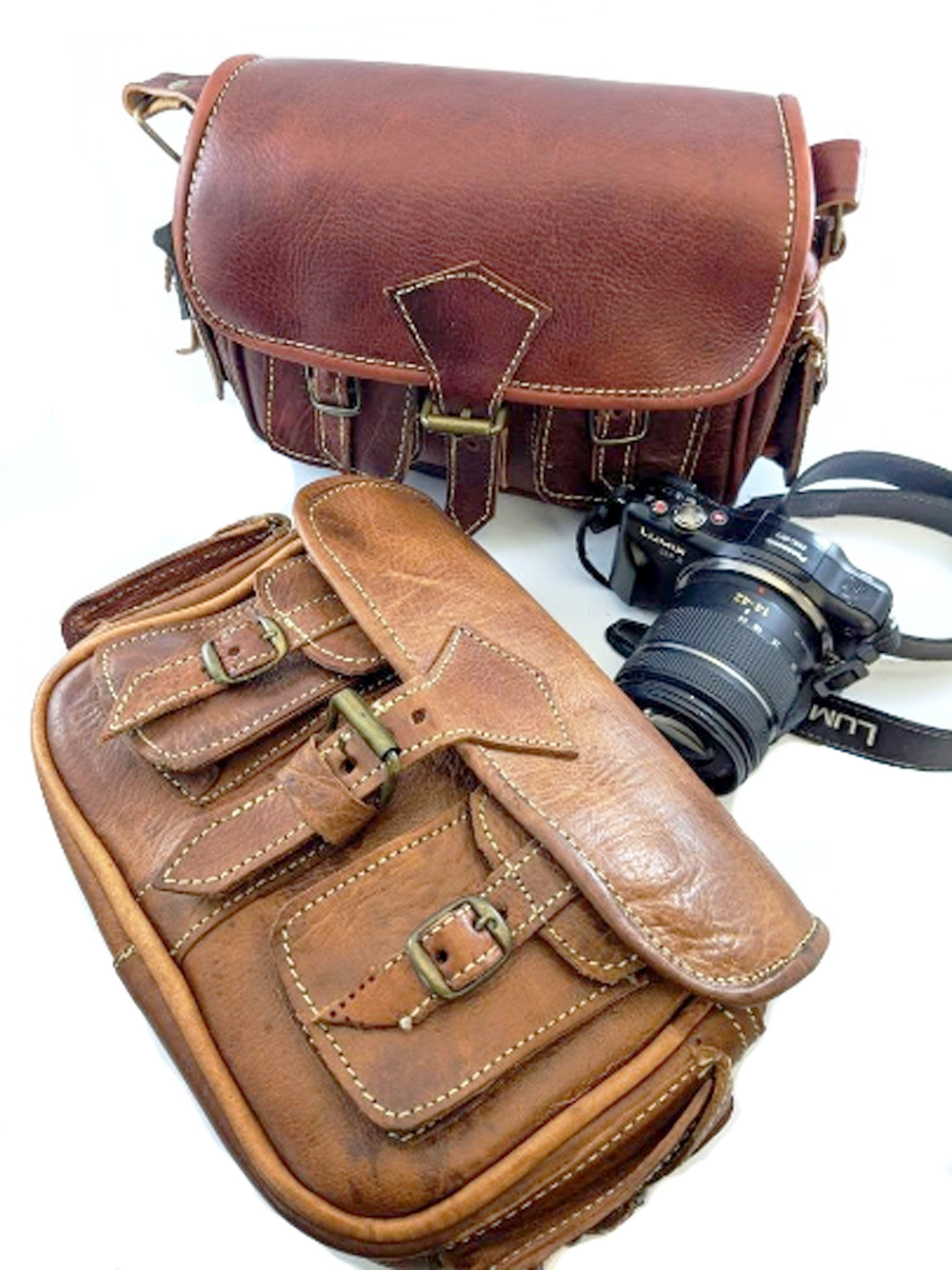 LEATHER OUTDOOR camera bag 3 main colours
