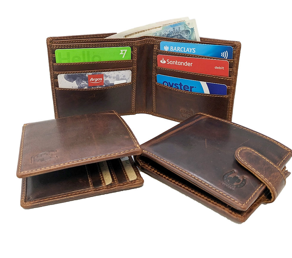 Cognac Leather Wallet: RFID Blocking Bifold & Trifold Styles