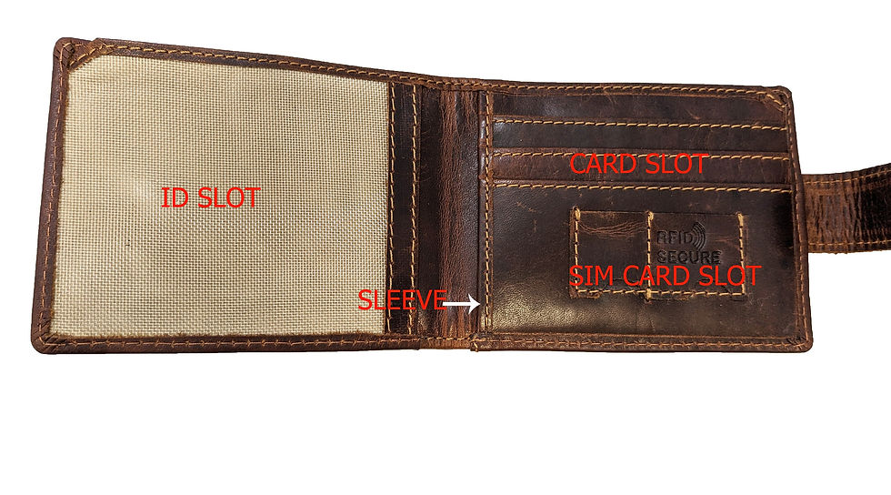Thumbnail: Handcrafted Cognac Leather Bifold ID Wallet: Slim RFID Secure Design