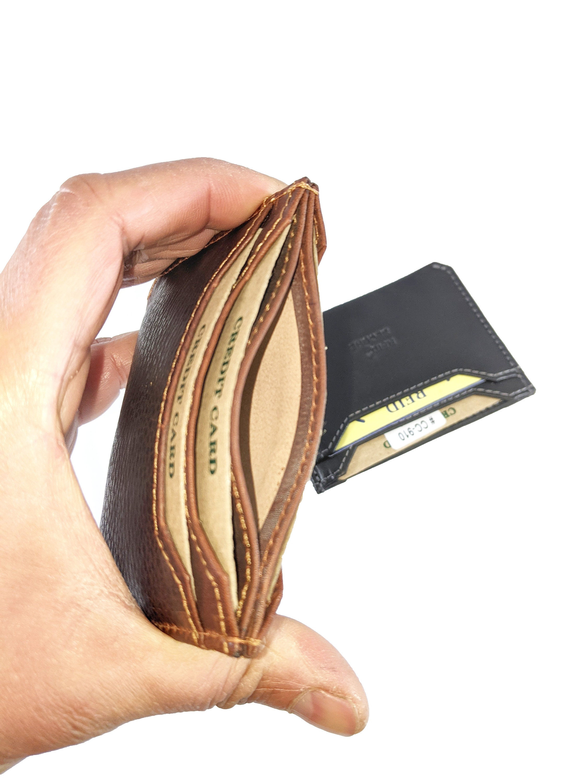 Slim Leather Card Holder Wallet - Cactus Leather London