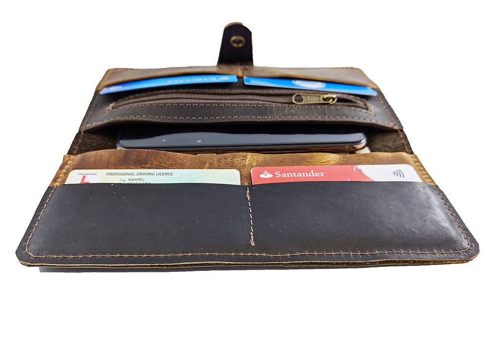 Thumbnail: Large Leather Bifold Wallet: Unisex Slim Design, Hand-Stitched
