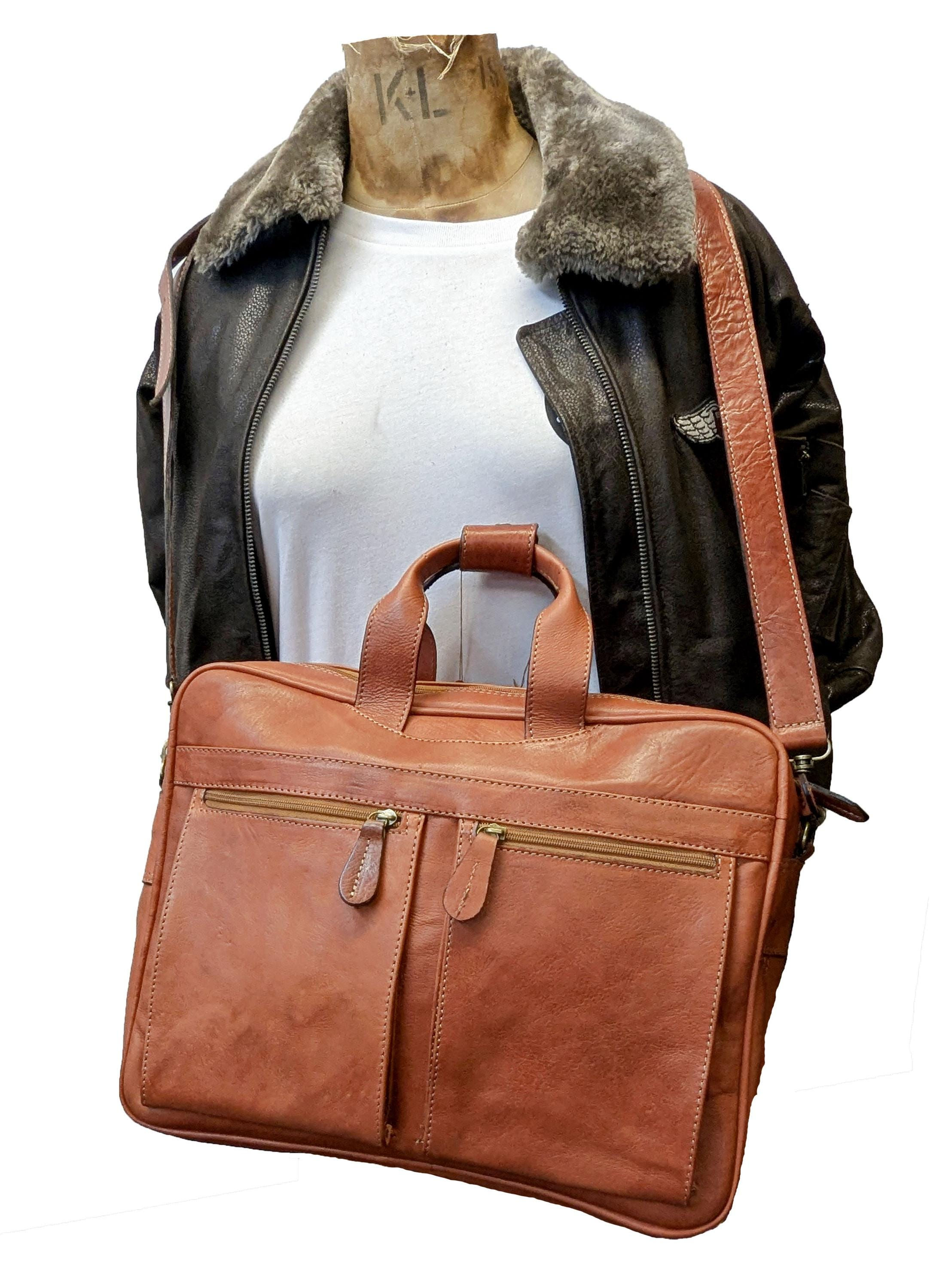 Full Grain Buffalo Leather Laptop Messenger Bag