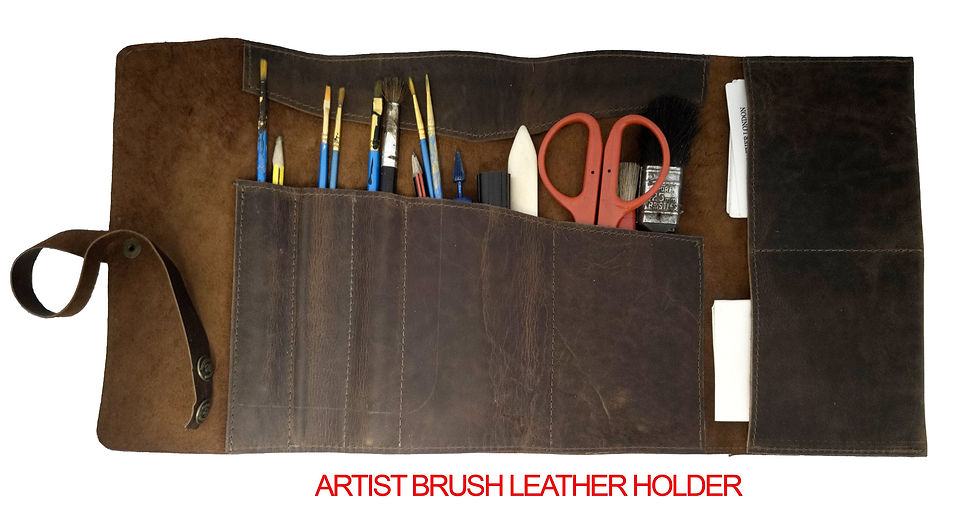 Thumbnail: Leather Artist roll up Brushes Holder