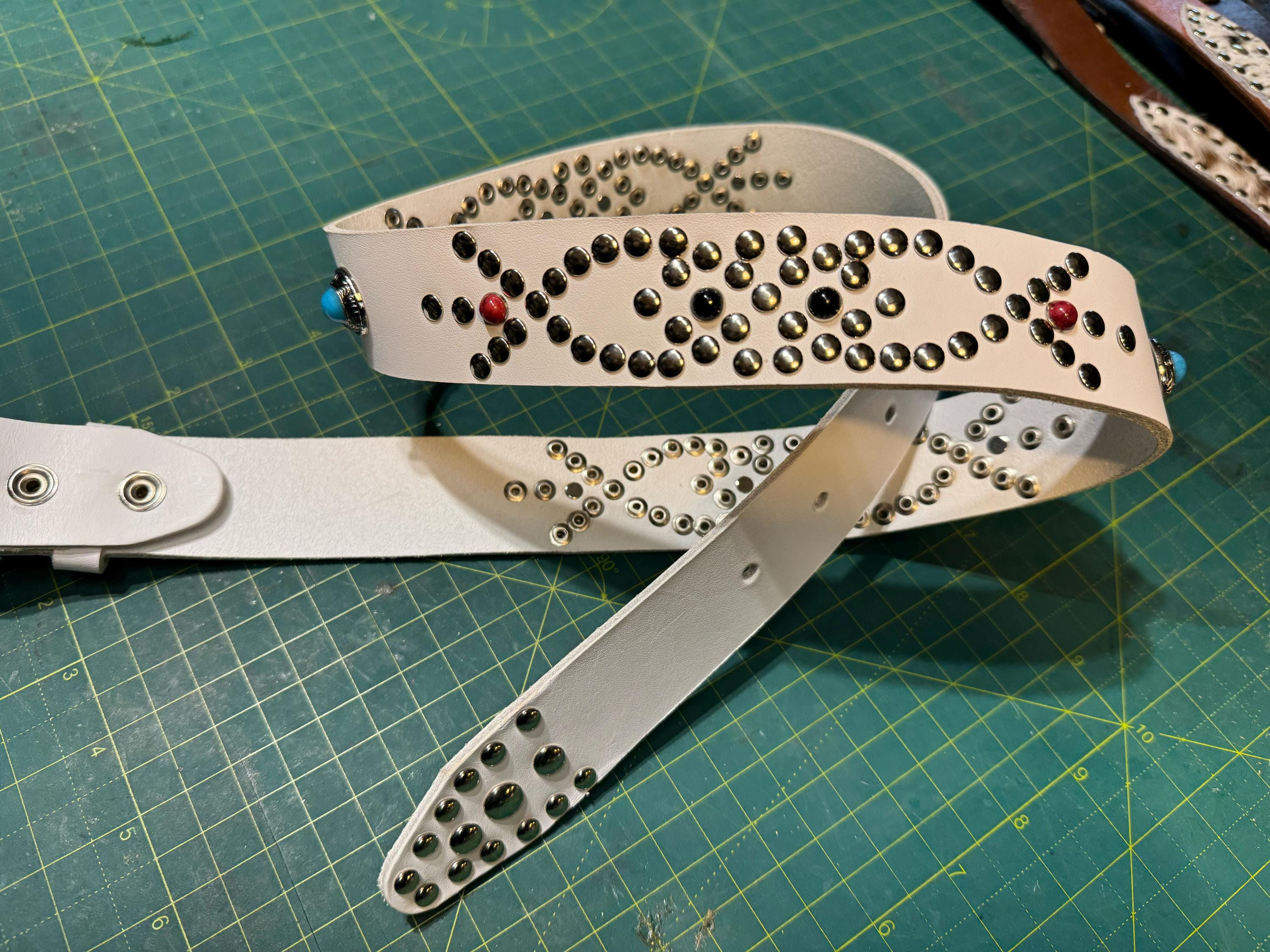 Handmade studded leather belt