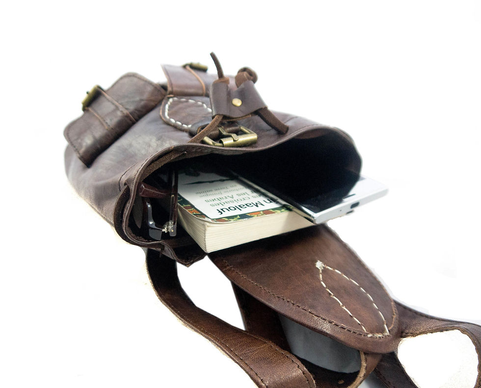 Thumbnail: Handmade Leather Rucksack: Small Brown Backpack with Buckle Pockets