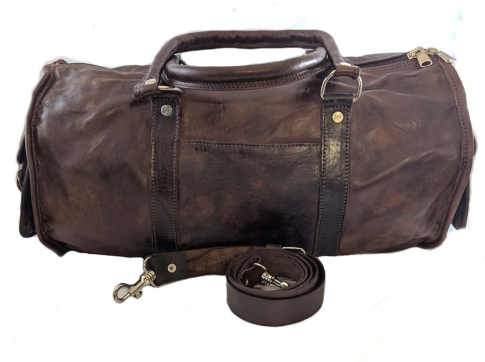Thumbnail: lightweight goat skin leather vintage hold All weekender bag