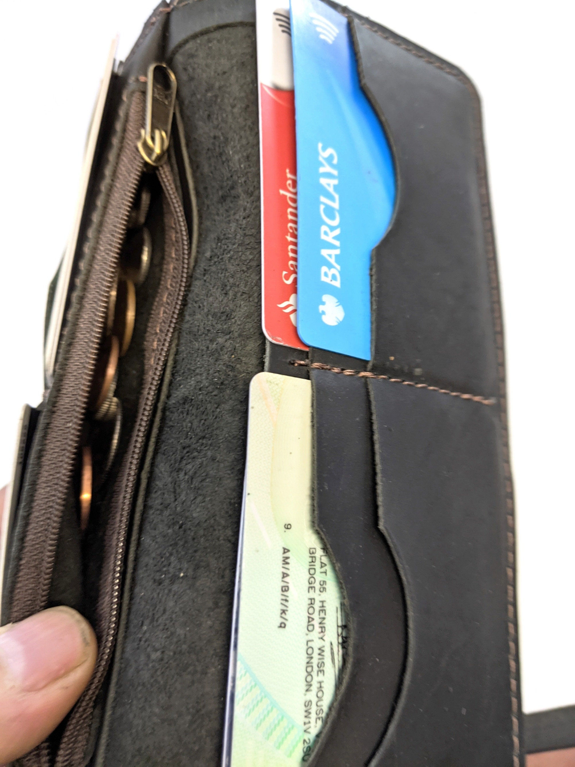 Vintage Leather Long Wallet: Unisex Multi-Pocket Cell Phone Purse