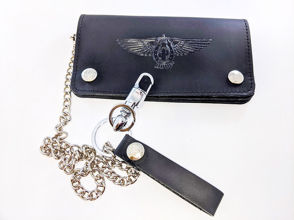 Thumbnail: Large Leather Biker Wallet with Chain / multi storage