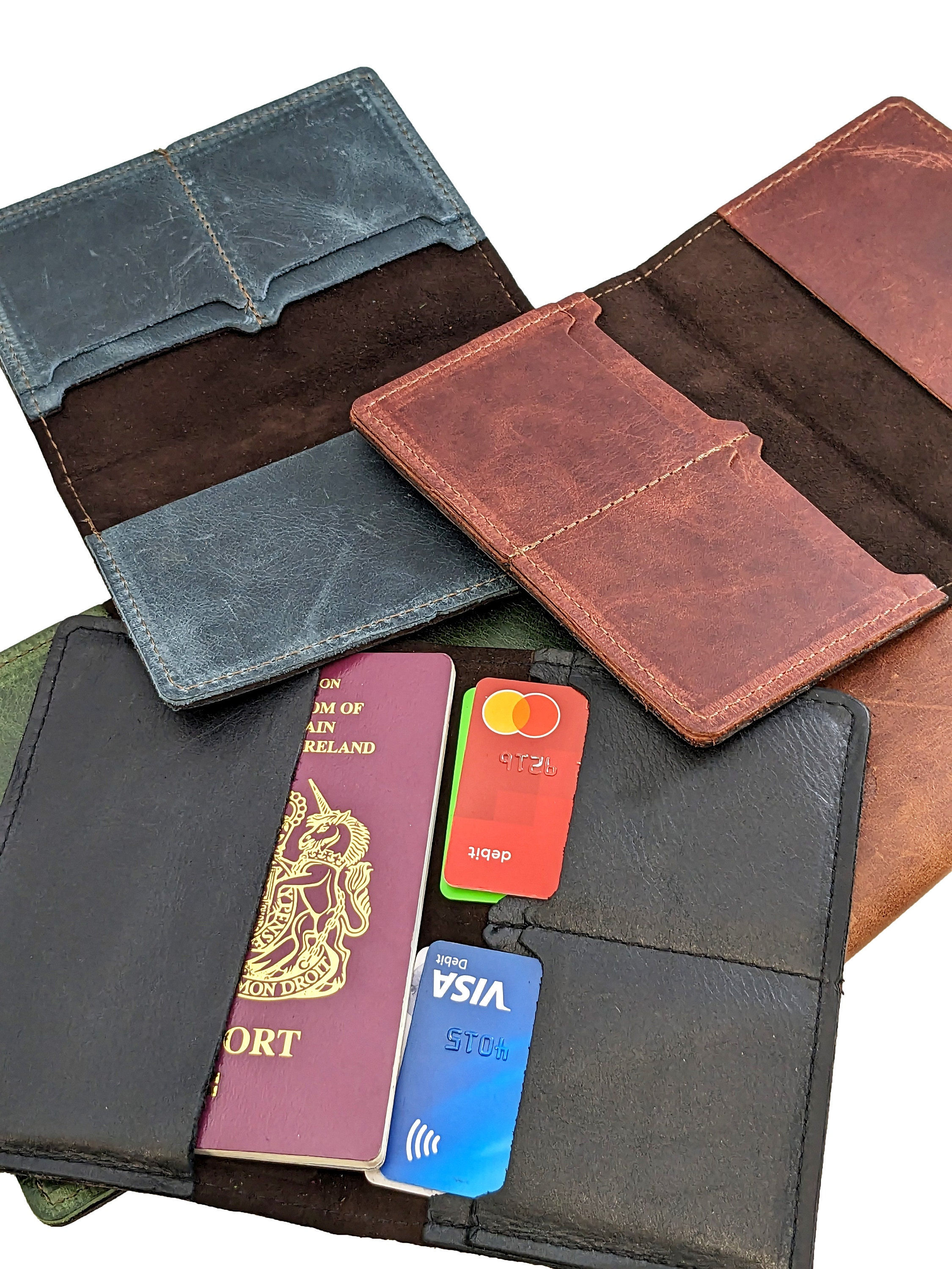 100% Genuine leather Passport Wallet with card slots