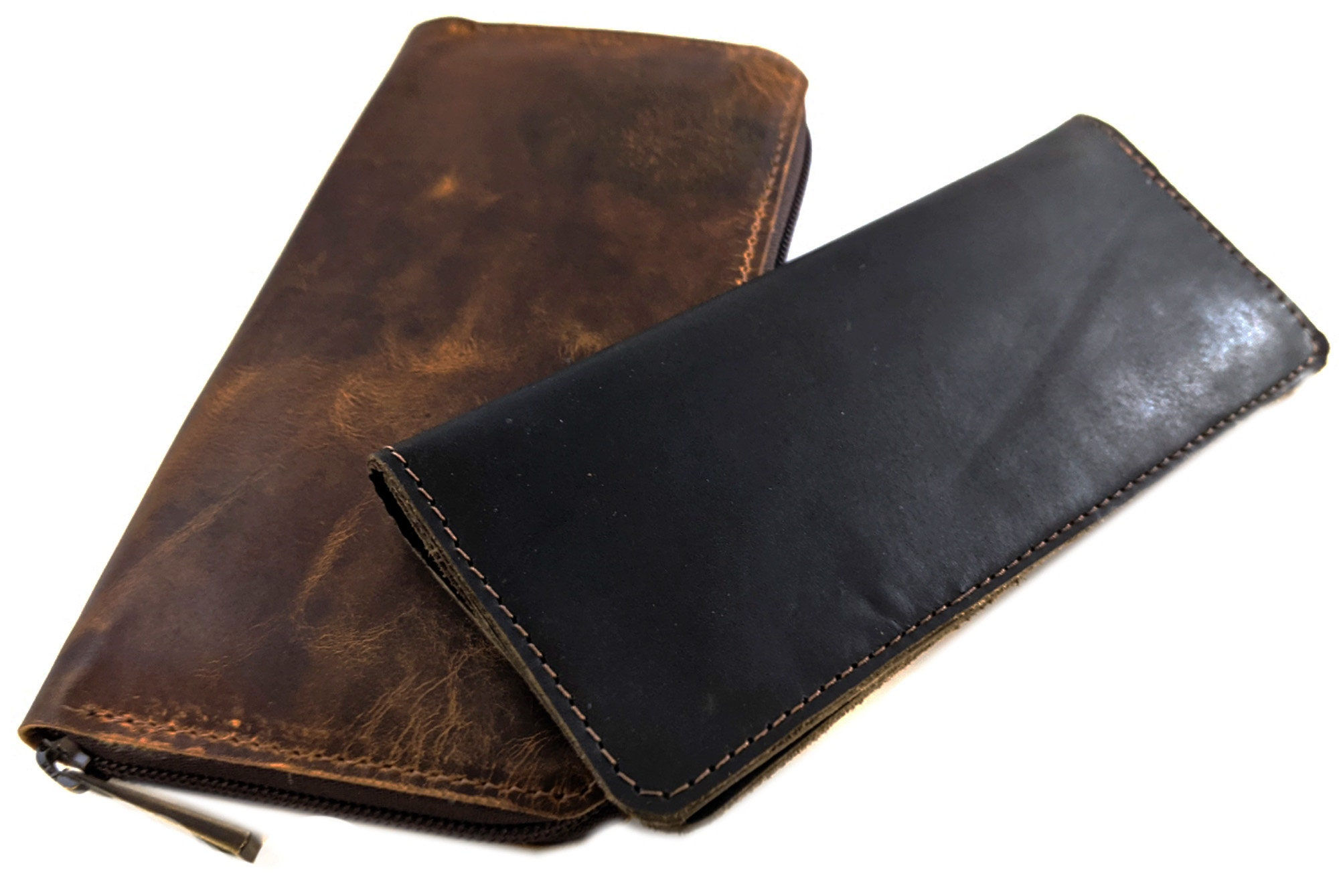 Vintage Leather Long Wallet: Unisex Multi-Pocket Cell Phone Purse