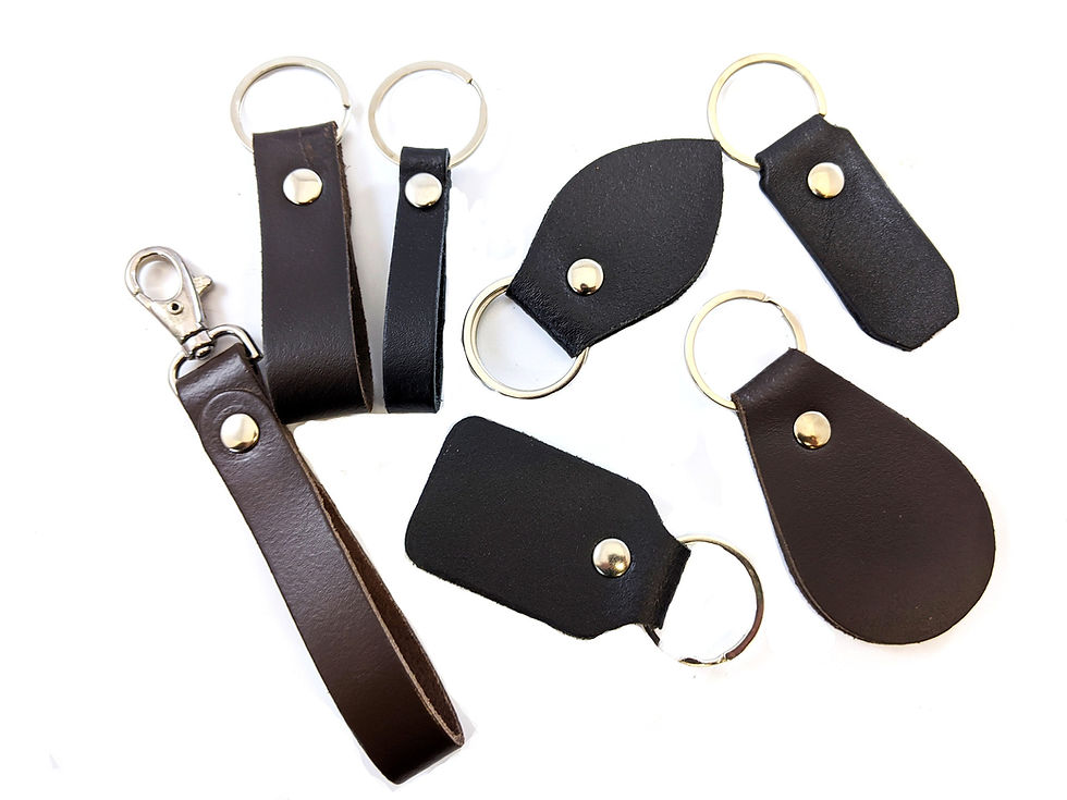 personalised Leather keyrings, keychains, key fobs