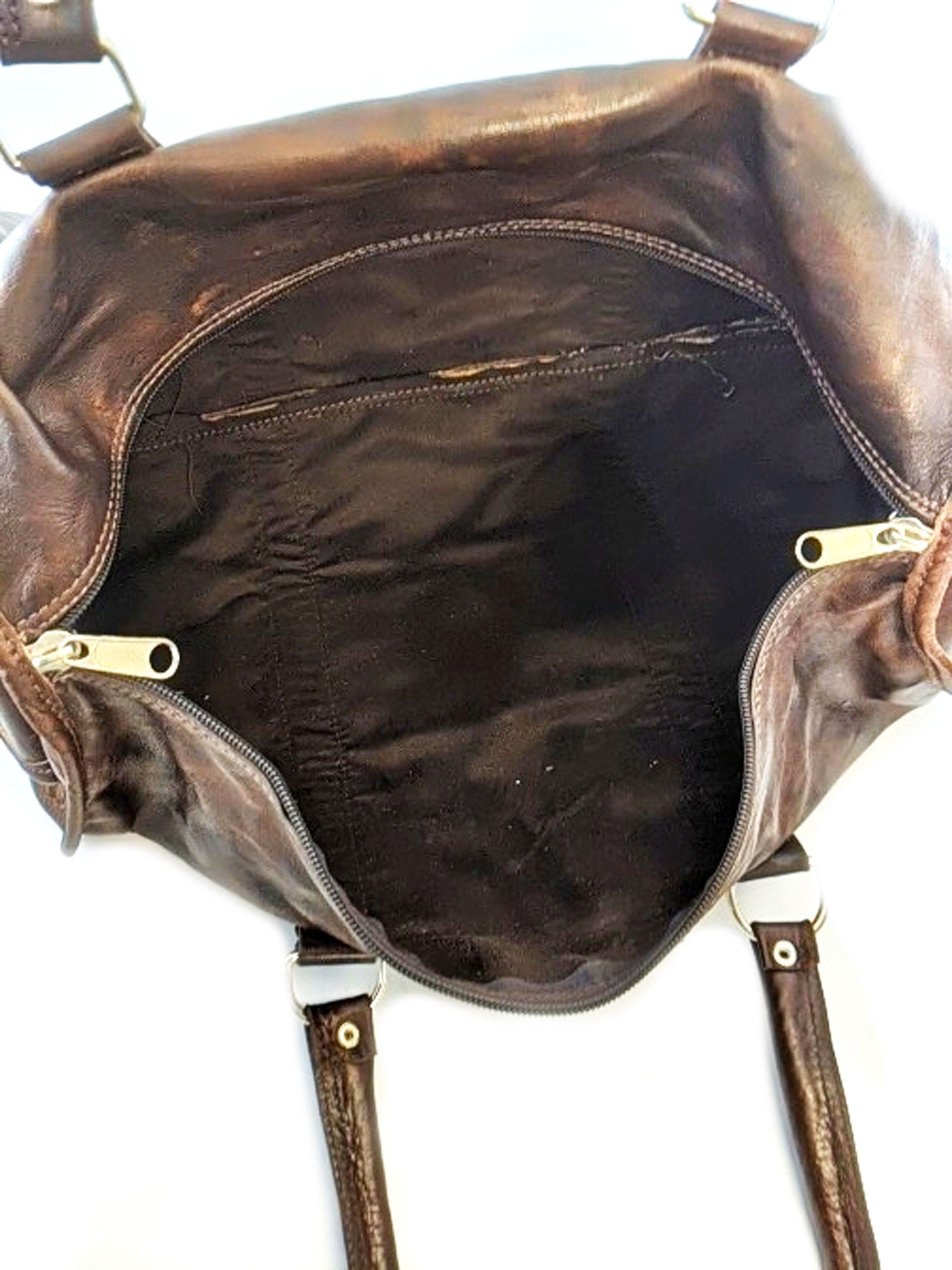 lightweight goat skin leather vintage hold All weekender bag