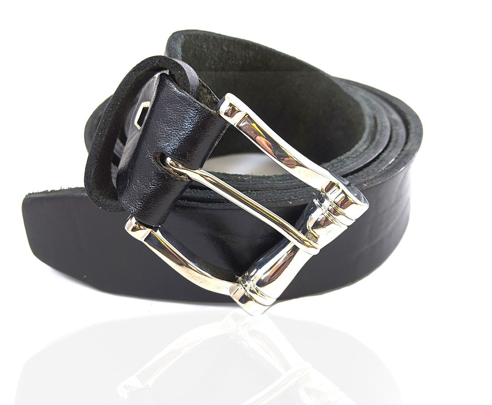 Thumbnail: Salsa Leather Belt: Brass/Silver Military Roller Buckle