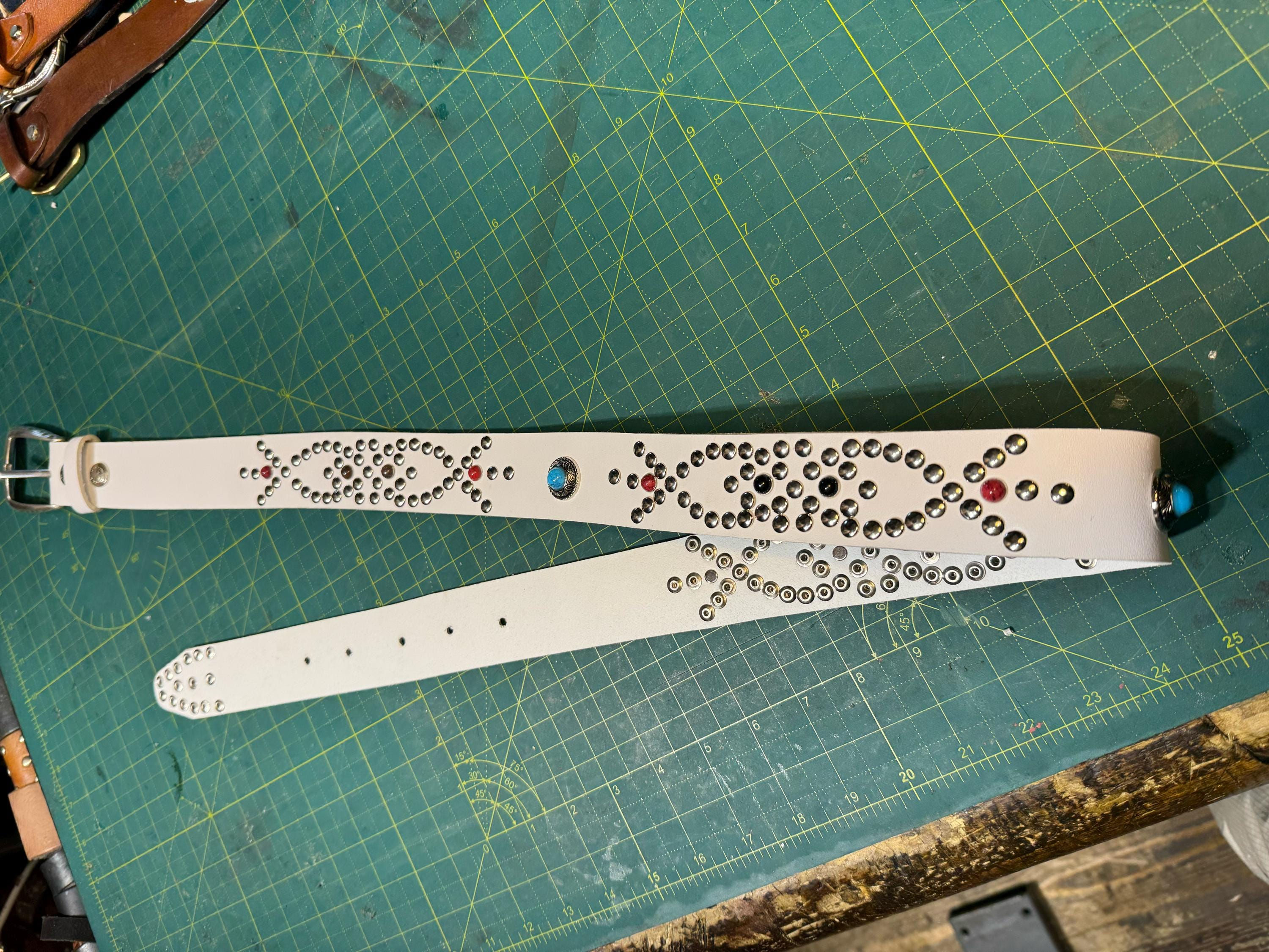 Handmade studded leather belt