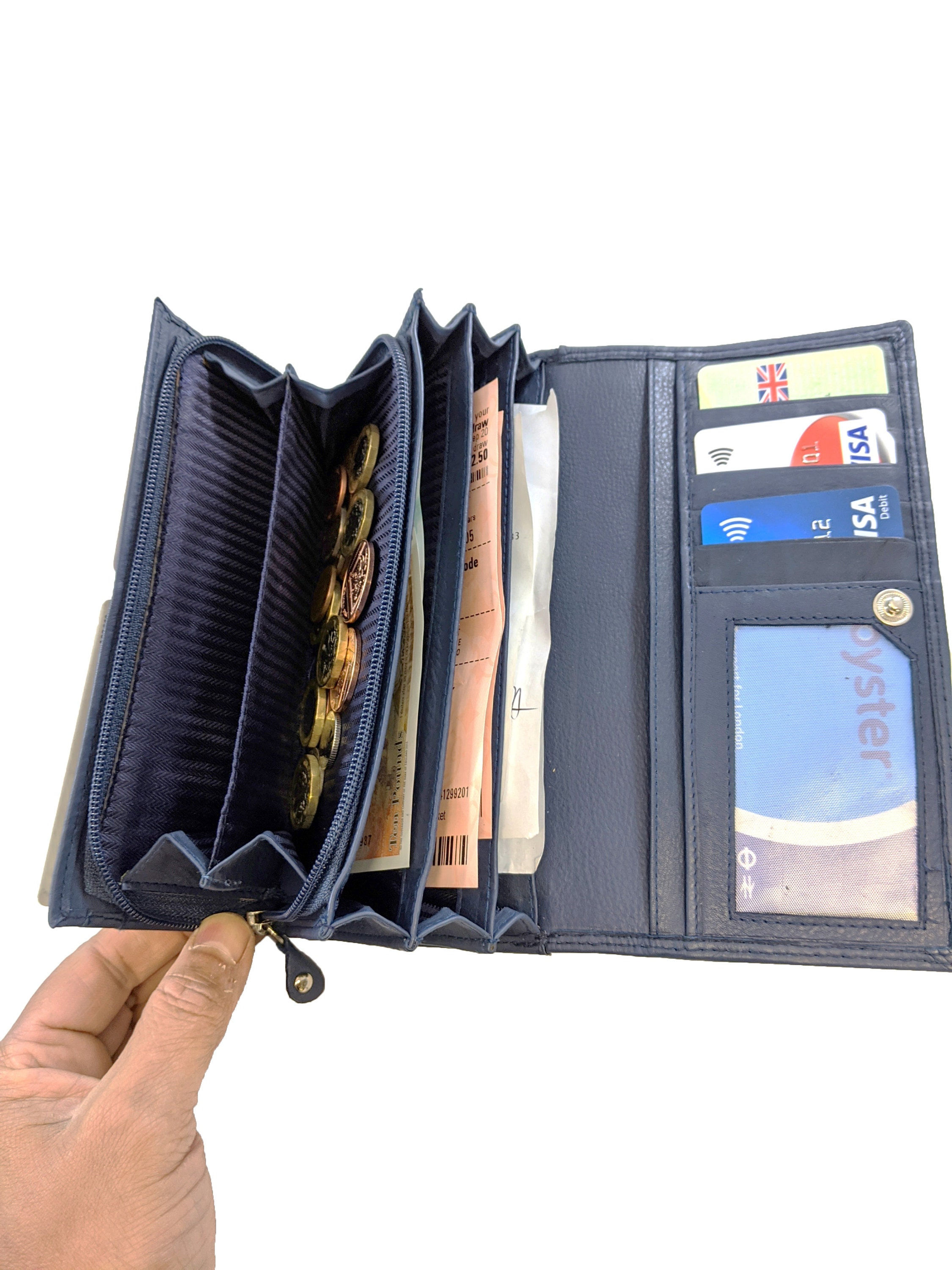 Multifunctional Fold-over Leather Purse for Ladies
