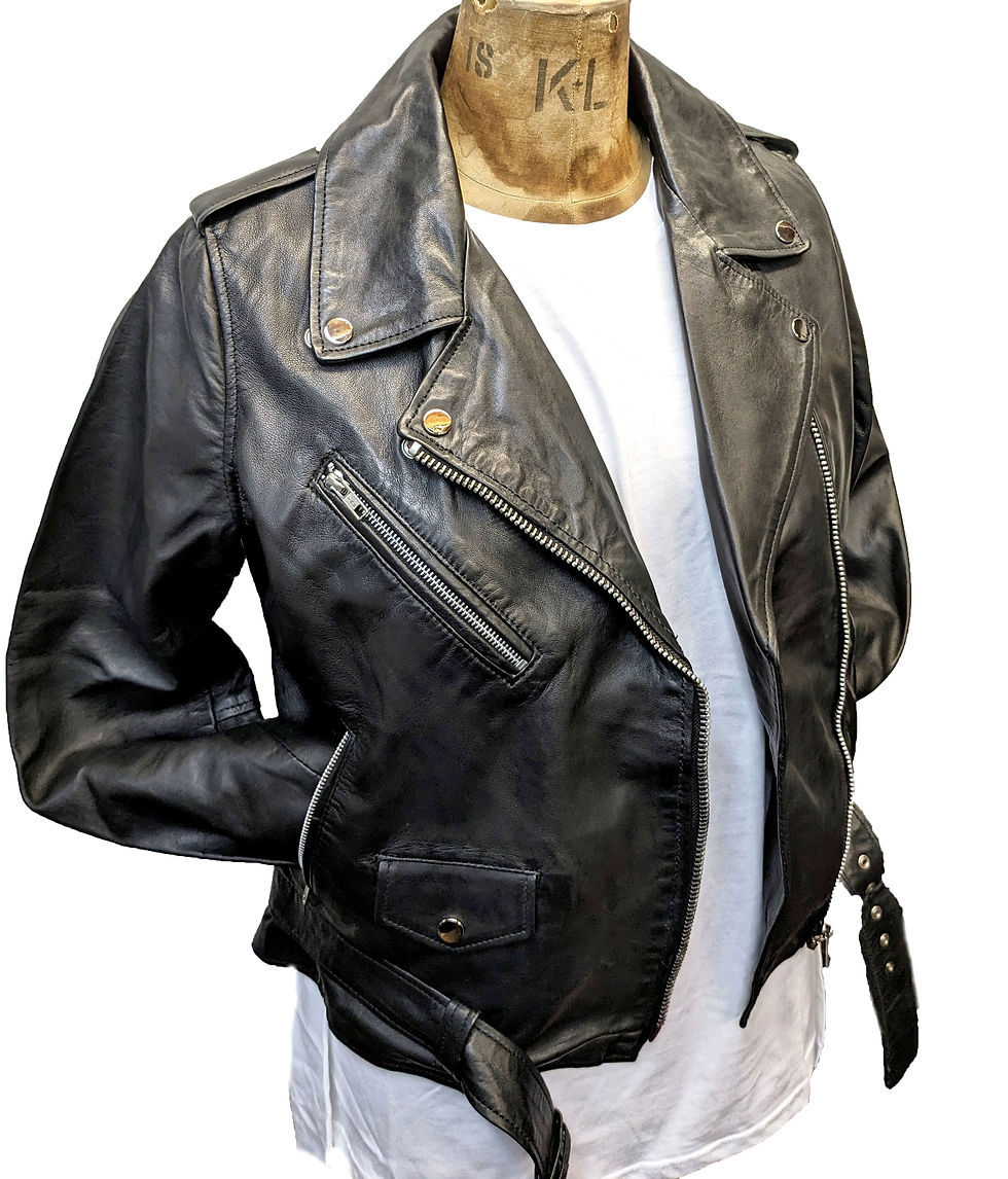 Thumbnail: Black biker leather jacket