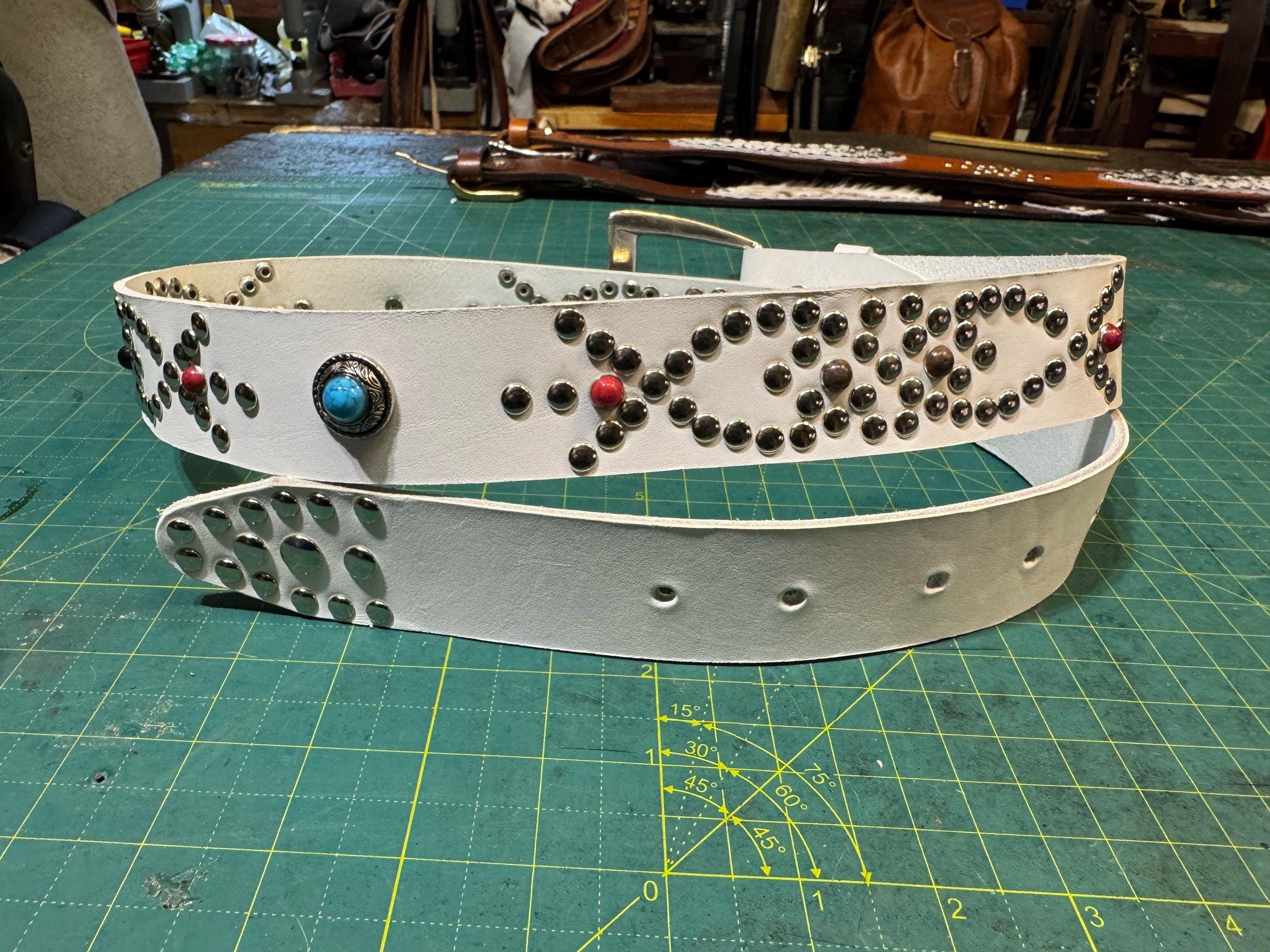Handmade studded leather belt