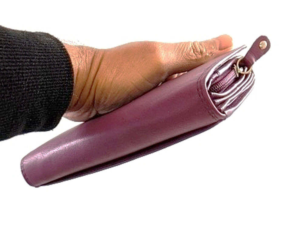 Thumbnail: Multifunctional Fold-over Leather Purse for Ladies