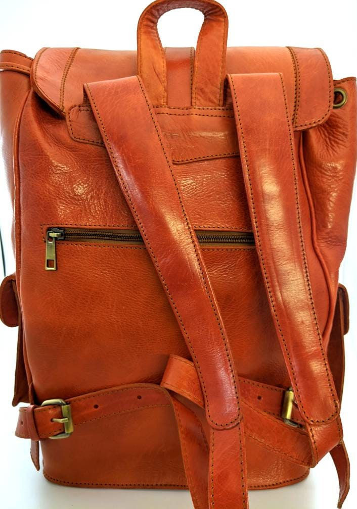 Large spacious outdoor Heavy duty leather Backpack