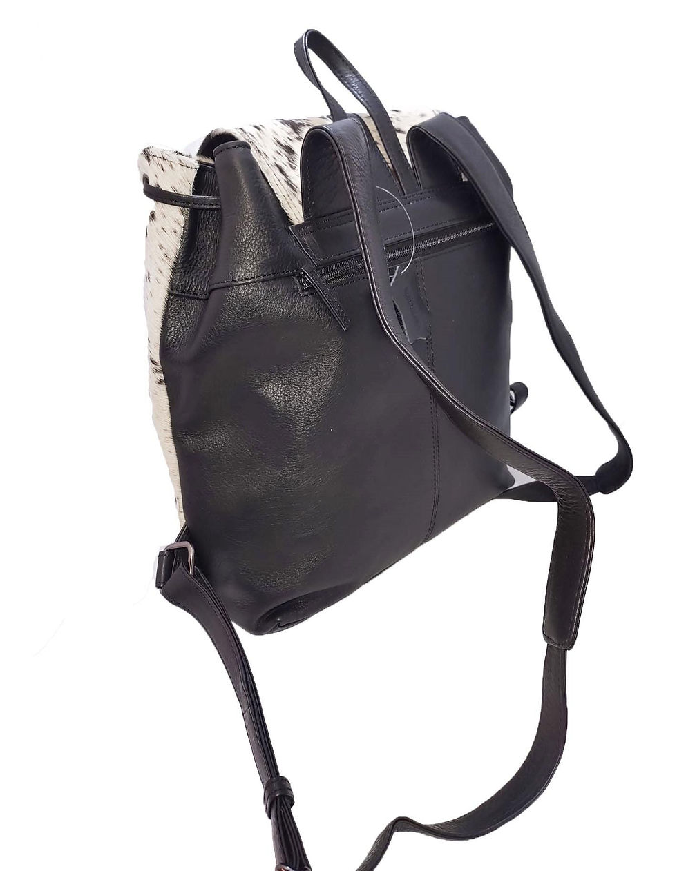 Thumbnail: Black & White Cowhide Leather Backpack