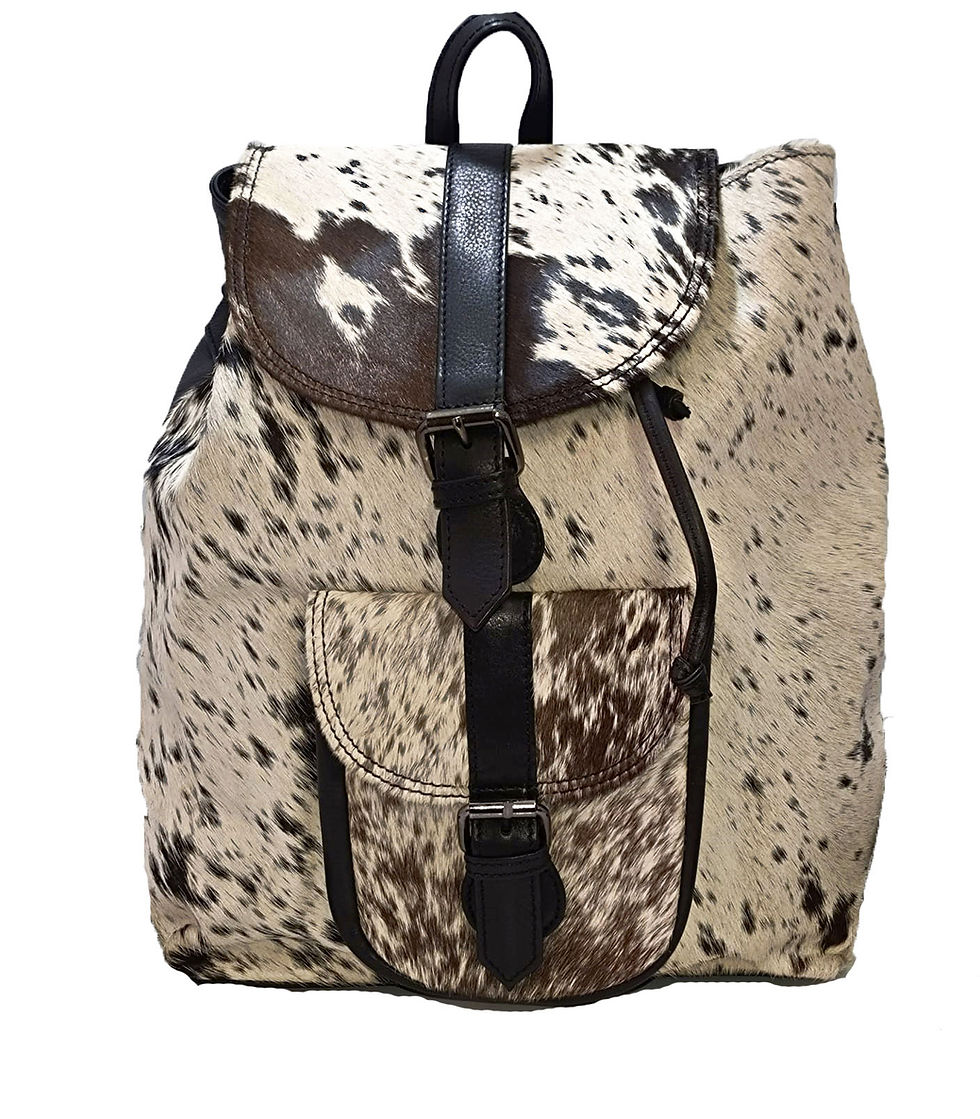 Thumbnail: Black & White Cowhide Leather Backpack