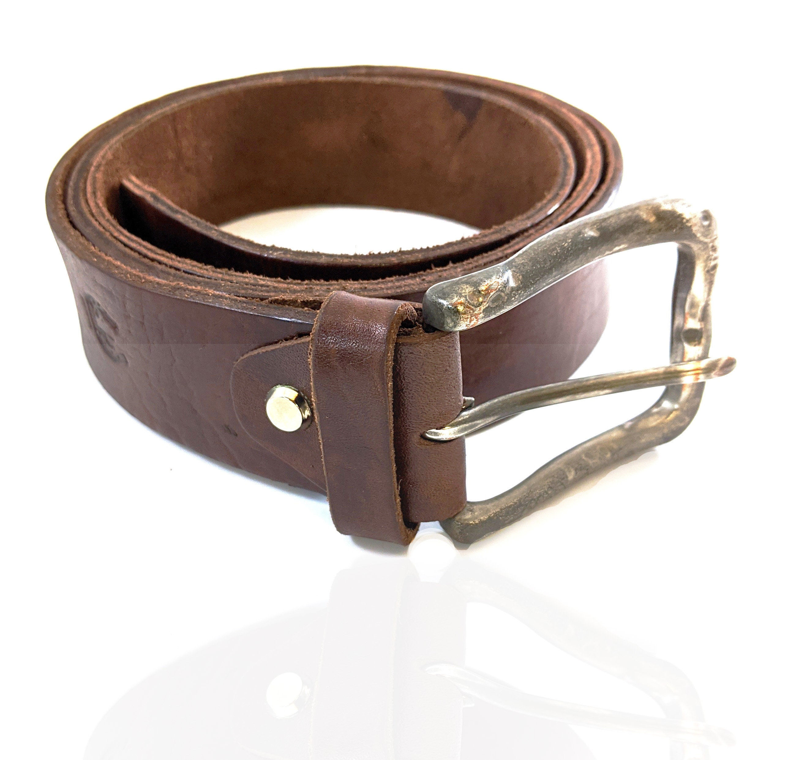 Salsa Leather Belt: Brass/Silver Military Roller Buckle