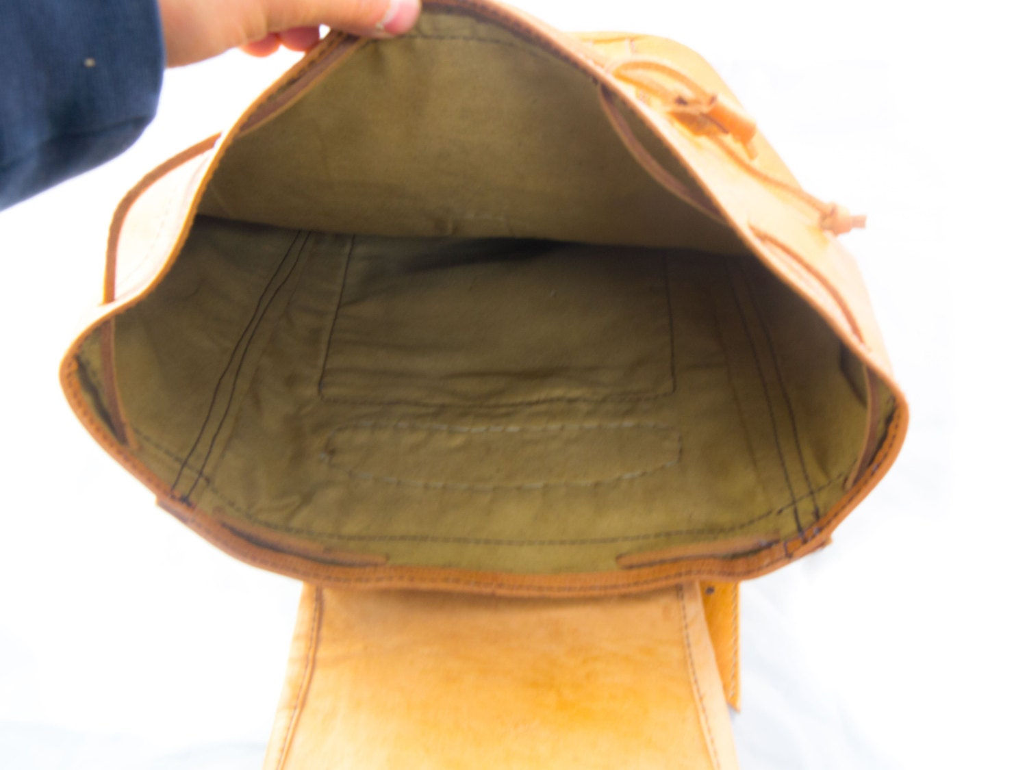 Handmade Leather Rucksack: 14" Laptop Backpack, Tan Cowhide