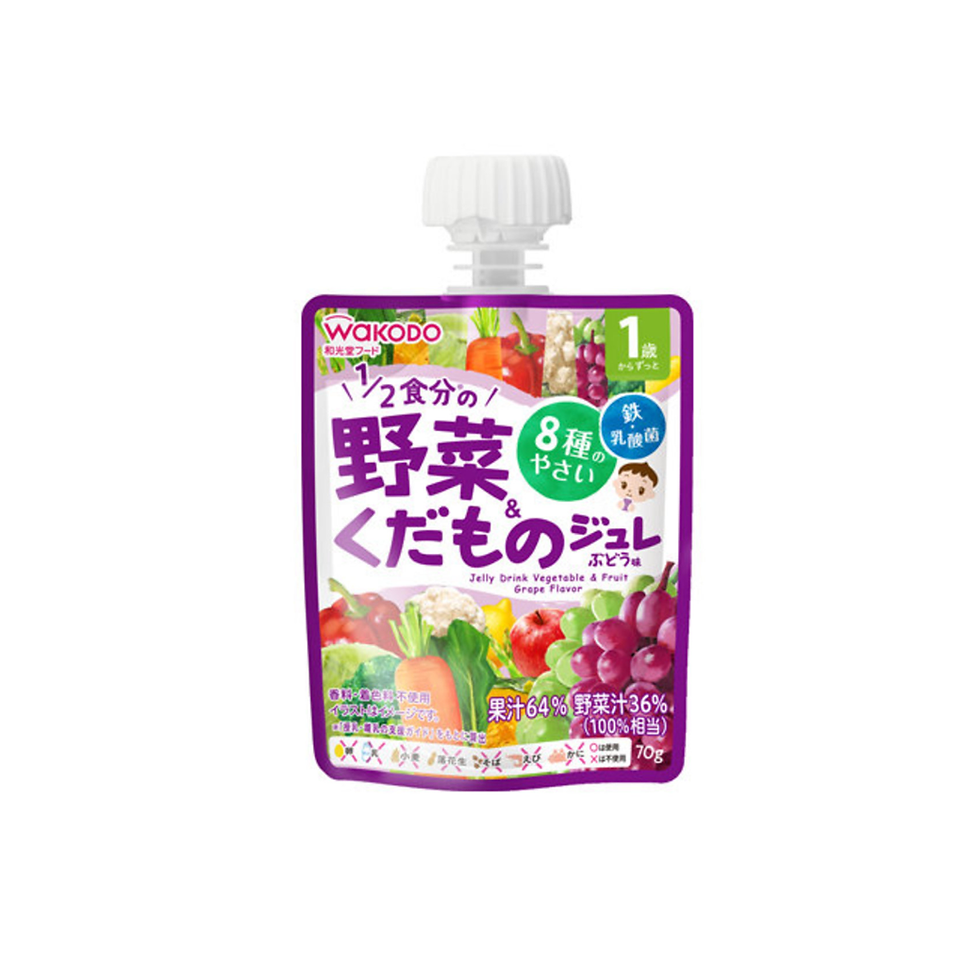 WAKODO 和光堂1/2份蔬果MY啫喱飲品(12個月以上) – 葡萄味 70G