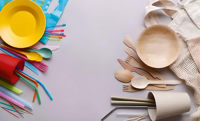 Plastic plates, cups & straws vs eco-friendly bagasse & bamboo alternatives. Sustainable disposable tableware - Mana Packing