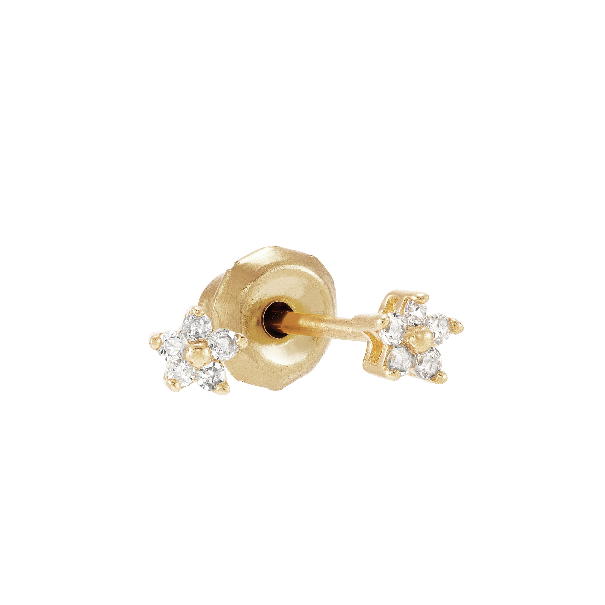 Inverness 1092E 14K Flower Stud W/Diamond TW.025CT