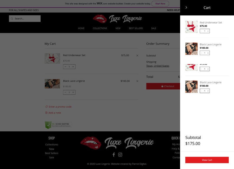 Thumbnail: Wix Lingerie E-commerce Website Template