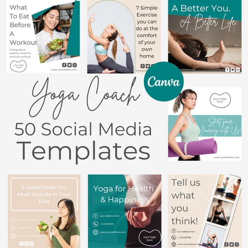 Social Media Posts for Yoga Coach | Canva Templates | Parrot Designs