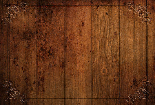 Wooden texture background with decorative corners. Brown wood texture.
