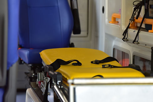 Ambulance interior with gurney