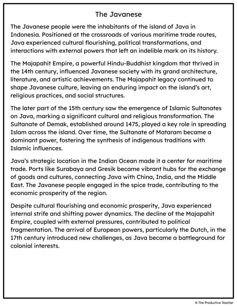 The Javanese Free Reading Passage