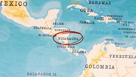 Nicaragua on a map