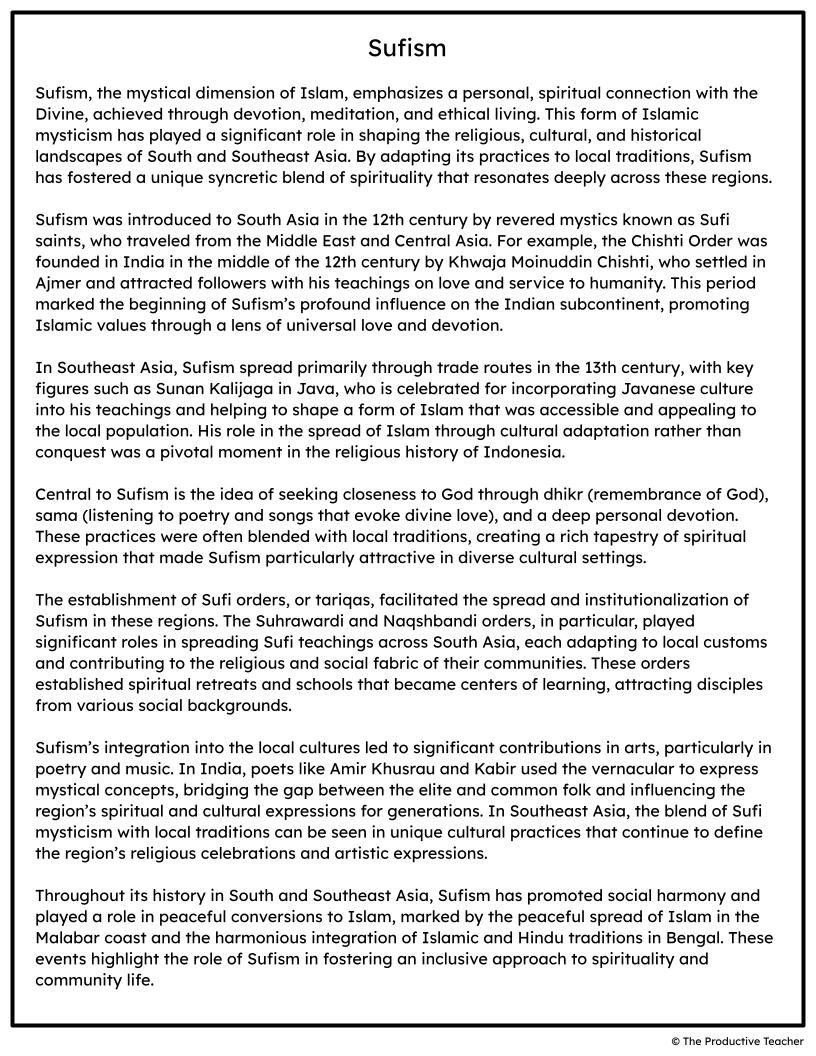 Sufism FREE Reading Passage