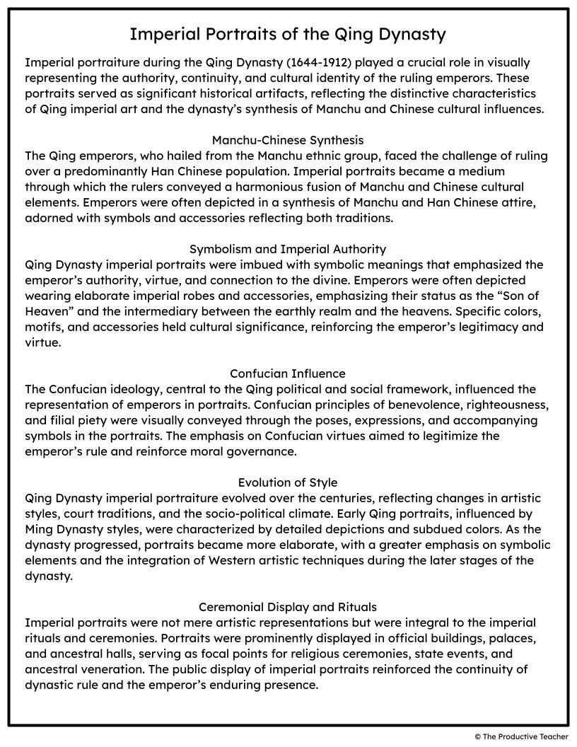 Imperial Portraits of the Qing Dynasty Free Reading Passage