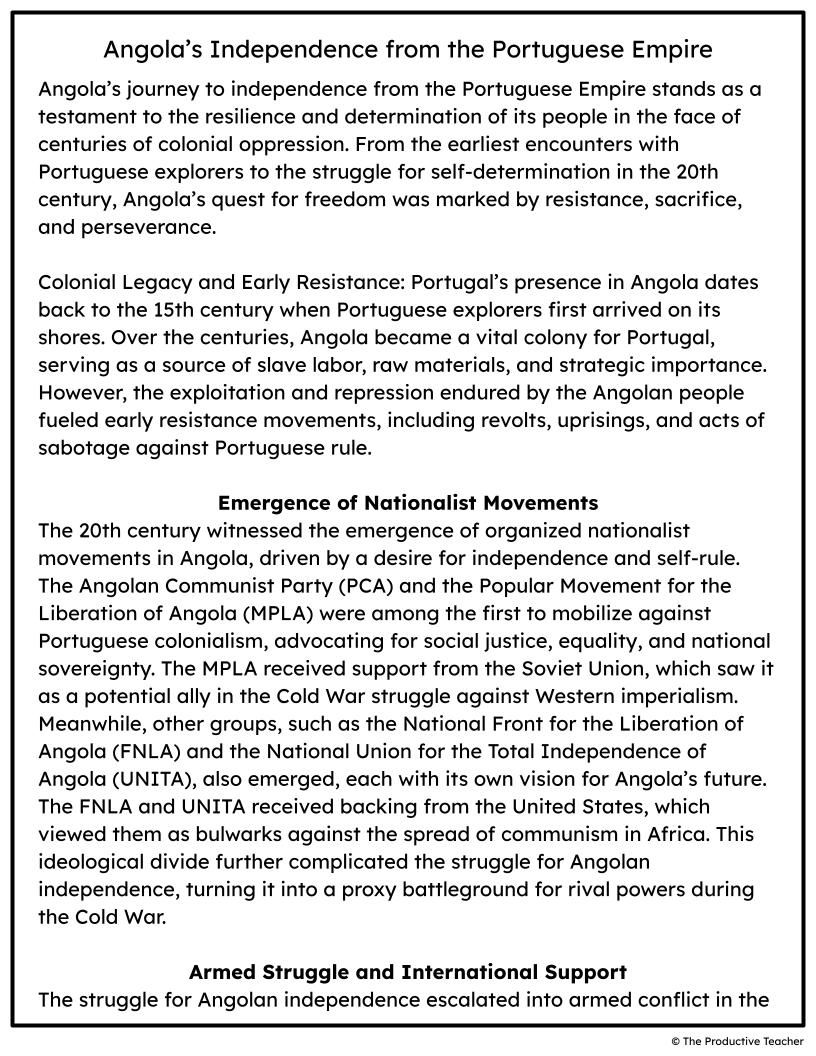Angola's Independence from the Portuguese Empire Free Reading 