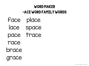 Free VCE Syllable Long A Word Lists