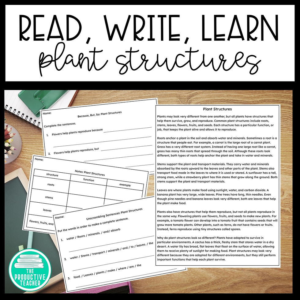 visual for plant structures resource described in the passage