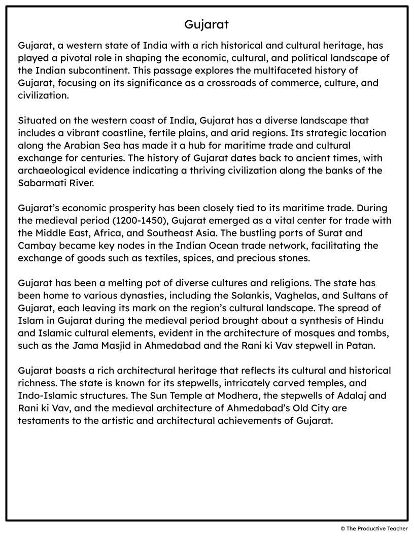 Gujarat Free Reading Passage