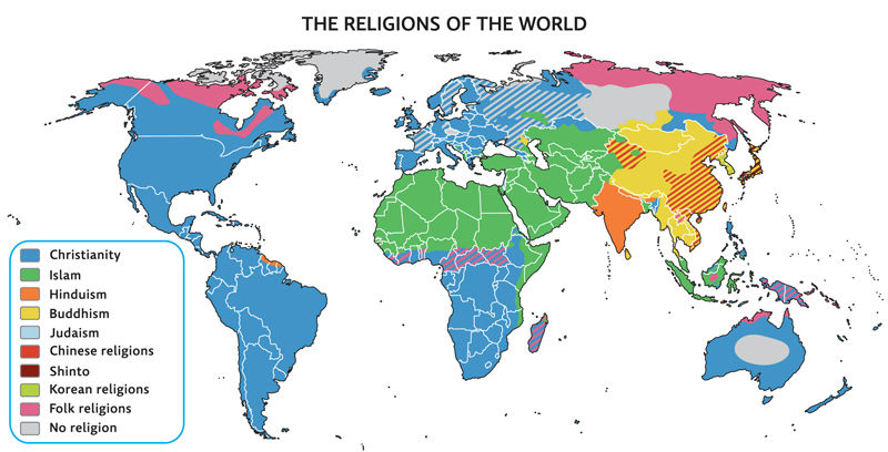 map of the religions of the world